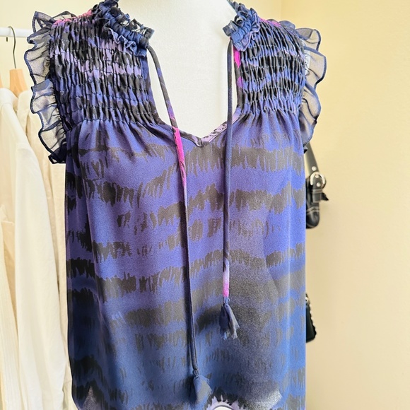 Misa Los Angeles  |  Purple Darcy Ruffle Sleeveless Smock Blouse size XS - Picture 3 of 10